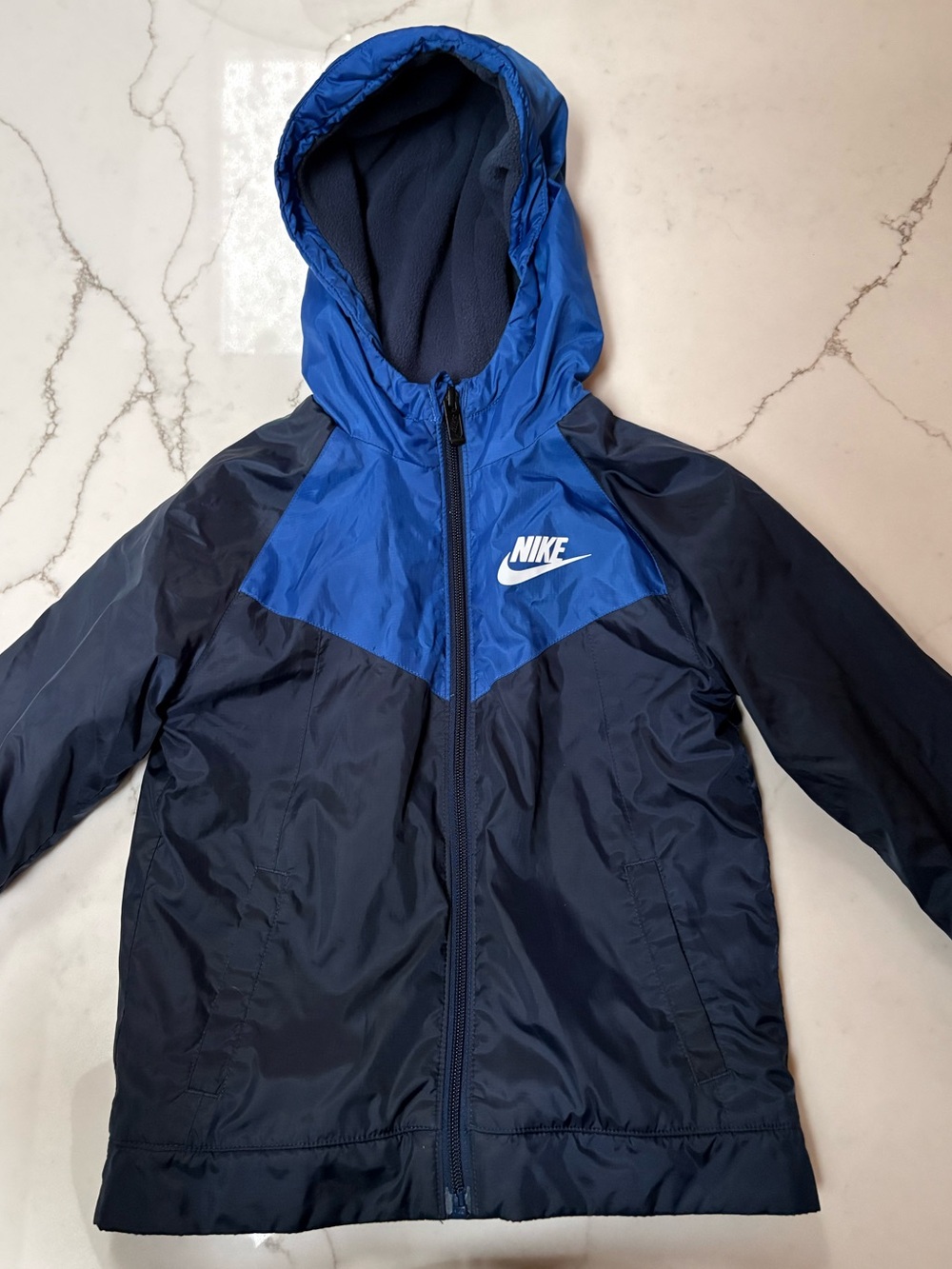 Nike Kids Hooded Rain Jacket in Royal Blue and Navy